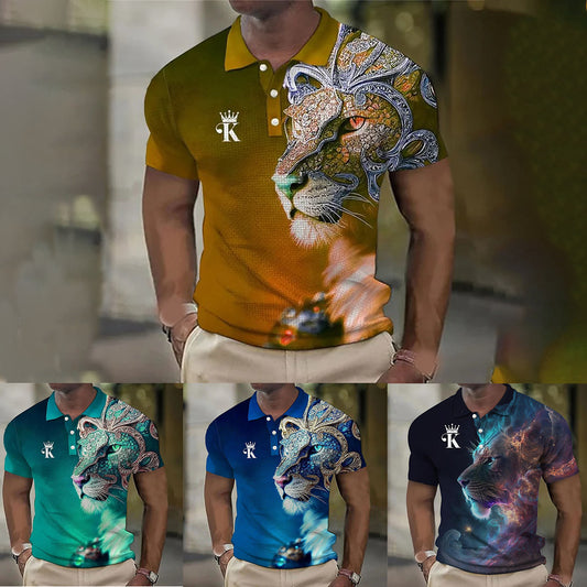 👕【Novi modeli sniženi 45%.】✨【S-6XL】Męska koszulka polo z nadrukiem 3D z lwem